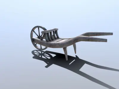 Medieval Wheelbarrow Low-poly 3D model