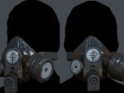 Gas mask helmet 3d model scifi Low-poly  Low-poly 3D model