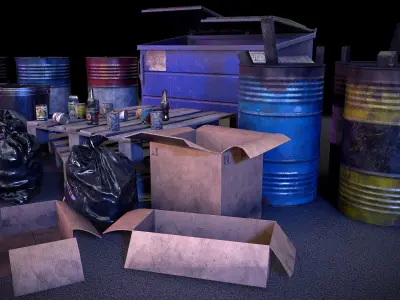 Street asset pack Game Ready Low-poly 3D model