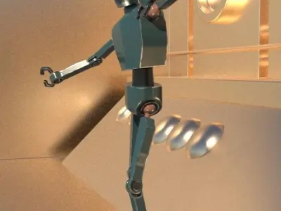 3D Robot Model and Robot Lab Environment Model Low-poly 3D model