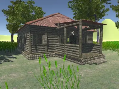 Game asset old house model Low-poly 3D model
