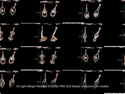 24 Light Weight Pendant STL OBJ FBX JCD Details Collection 3D Model Pack
