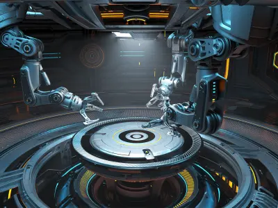 Sci-Fi Robotic Factory - Rigged  3D model