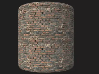 Old red bricks tile 4k PBR Texture