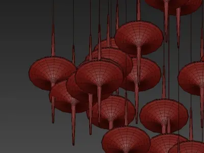 Rain black pendant lamp 3D model