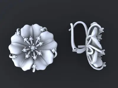 Designer earring with transform-flower  for cnc or  3D print model