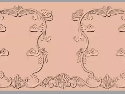 European style flower 3D relief STL Model for cnc engraving E069 3D model