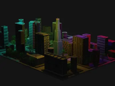 Night City Low-poly 3D model