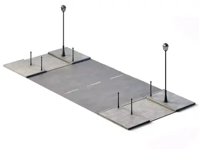 Street Path Set 6m x 14m Low-poly 3D model