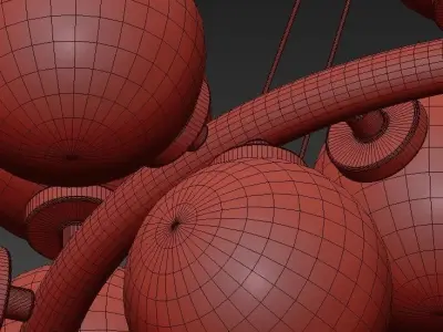 Bubble chandelier with balls hanging from it 3D model