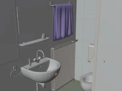 Bathroom with toilet and sink 3D model