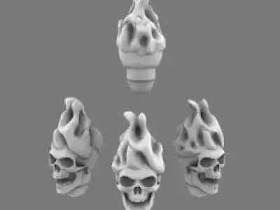 Pumpkin Lords SK V10K Knight Flaming  Skull Heads 3D print model