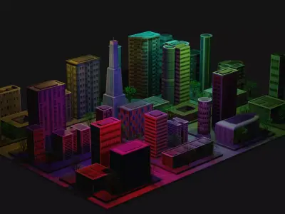 Night City Low-poly 3D model