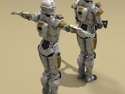 Sci-fi female armoured soldier 3D model