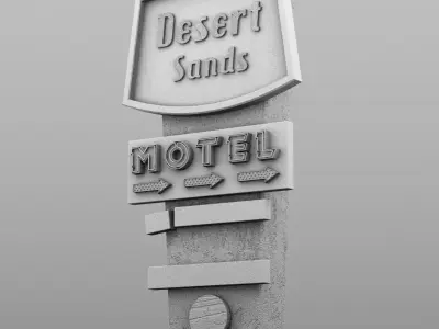 Wheatered Motel Sign 3D model