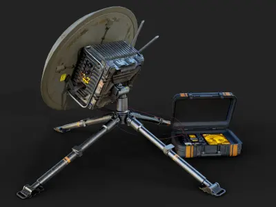 Portable Satellite Antenna MS077 Low-poly 3D model