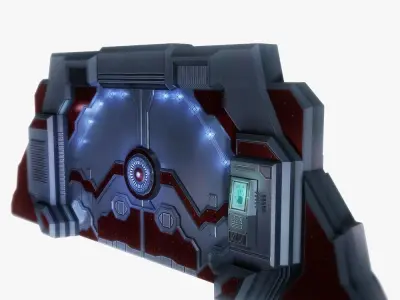 Spaceship gates low poly animated Low-poly 3D model