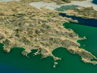 Lemnos Island 3d model terrain Low-poly 3D model
