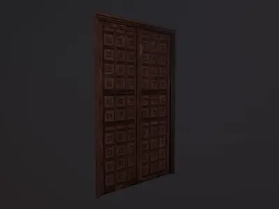 Door with squared pattern 2 Low-poly 3D model