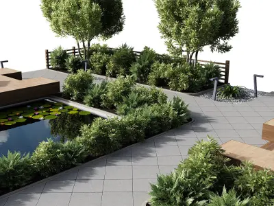 Outdoor Plants -  town Square 2 3D model