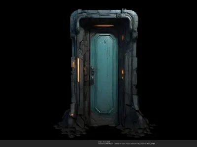 Stylized Sci-Fi Door 3D Model - AI Low-poly 3D model
