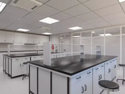 Science laboratory 3D model Low-poly 3D model