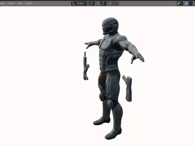 Sci-Fi Soldier  Rigged Game Ready 5K 15K  20K  Cinematic Low-poly 3D model
