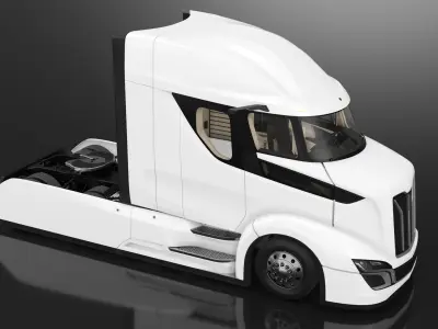  Streamlined Semi Truck White 