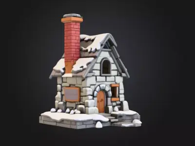 Winter Cottage Low-poly 3D model