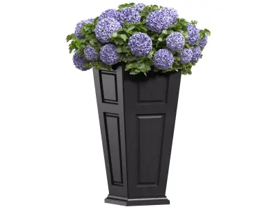 Contemporary Art Deco Hydrangea in Stone Pot Vase Patio  3D model