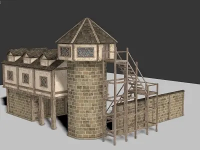 Medieval Archery Building Low-poly 3D model