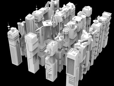 PACK SF FUTURISTIC SKYSCRAPERS  Low-poly 3D model