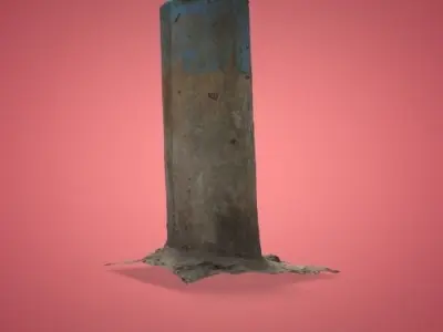 Concrete Bollards with Blue tip 3D model