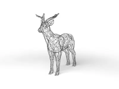 Deer Wireframe Low-poly 3D model