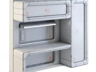Futuristic Apartment Wall with Desk 3D model