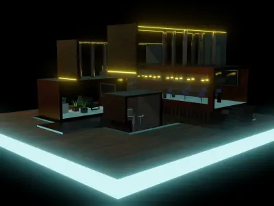 modern house Low-poly 3D model