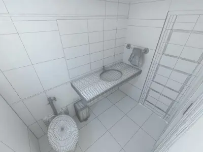 bathroom with toilet and sink 3D model