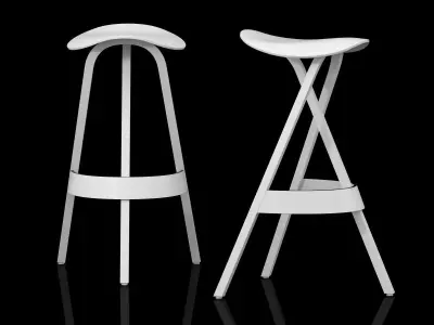 404 H pair of wooden bar stools 3D model