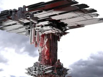 Solar Cyberpunk Ship  3D model