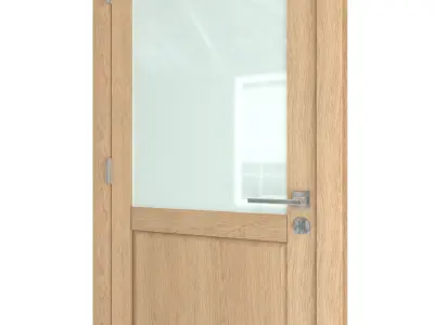 Door-065 interior door in oak with frosted glass 3D model