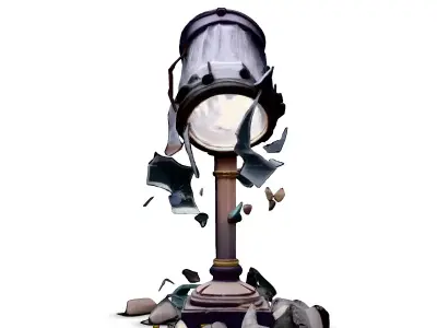 Broken Street Lamp 3D Model Low-poly 3D model