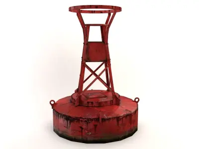 Buoy and Bridge Low-poly 3D model