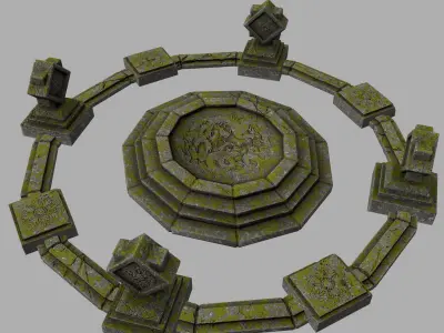 temple 1 stone circle with stones in it Low-poly 3D model