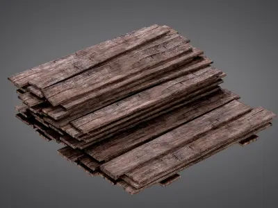 Cutted Wood Stacks Planks AAA PBR Game Ready Asset Low-poly 3D model