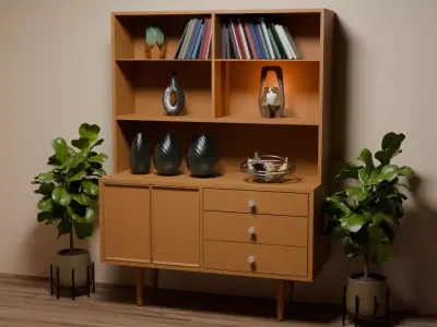 Mid Century Modern Hutch Low-poly 3D model