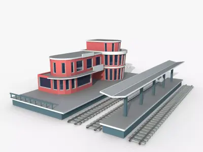 Train Station Game Ready 2 Low-poly 3D model