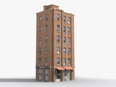 Apartment Building x22 Low-poly 3D model