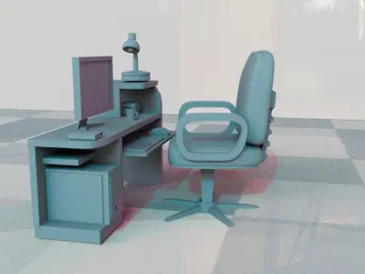 Basic office table Low-poly 3D model