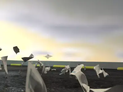 Animated and baked paper debris Low-poly 3D model