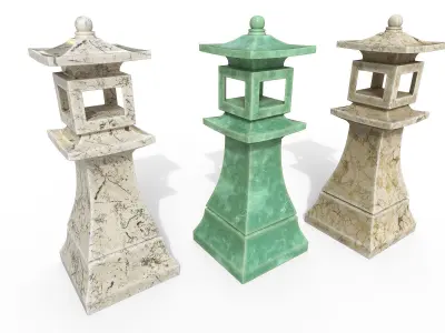 Concrete stone lantern Low-poly 3D model